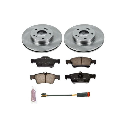 PowerStop OE front brake kit for Mercedes-Benz CLS550, includes rotors and calipers, designed for optimal stopping power.