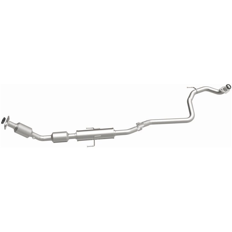 MagnaFlow OEM underbody catalytic converter for 2007-2011 Toyota Yaris L4 1.5, direct fit replacement, shown installed.