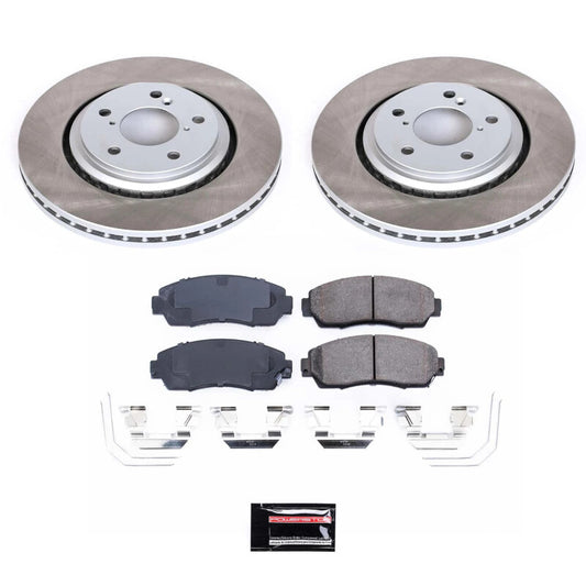 PowerStop performance semi-coated front brake rotor kit for Honda Passport 2019-2022, showing the rotor with ventilated design