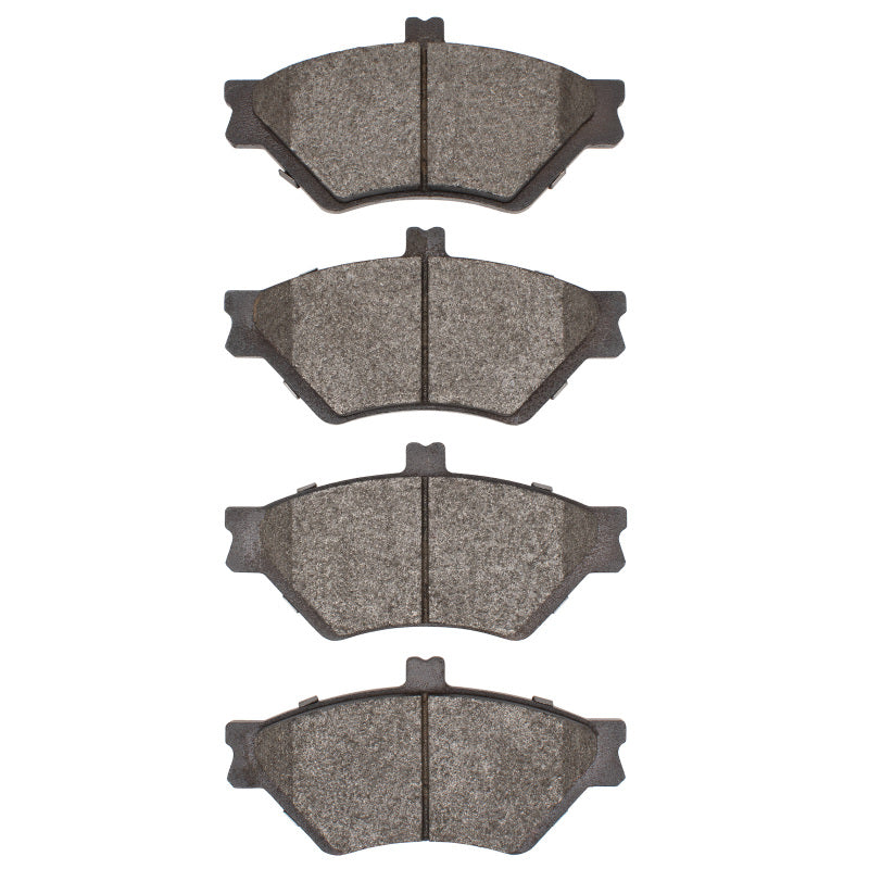 R1 Concepts OE brake pads for Ford Crown Victoria R1 95-97 front brake system, showing new brake pads with metal backing and friction material.