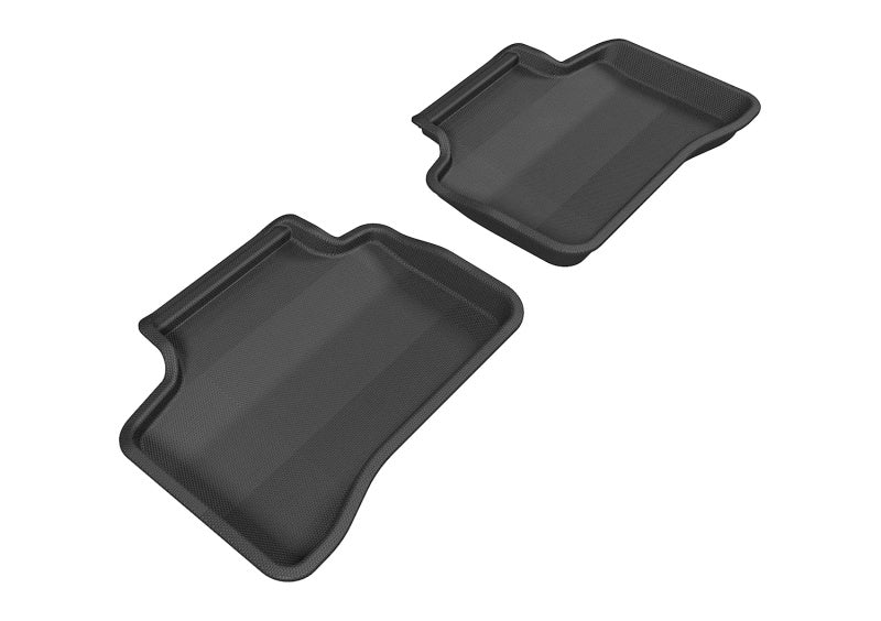 Black 3D MAXpider rubber floor mats for 2nd row of Mercedes-Benz GLK-Class X204, designed to protect the vehicle's flooring.