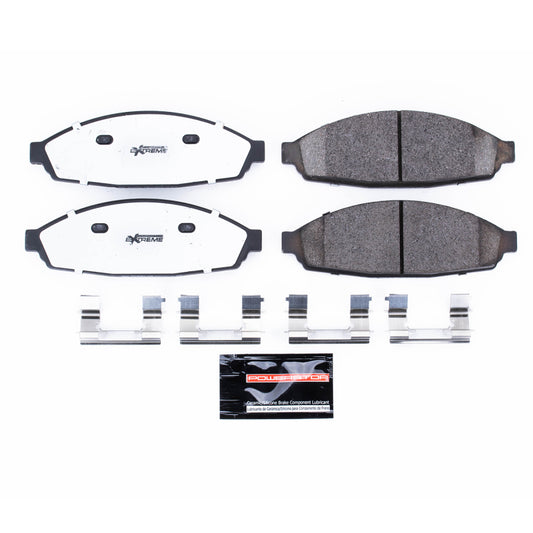 PowerStop Z26 Extreme Street brake pads for front of 2003-2011 Ford Crown Victoria, includes hardware for performance braking.