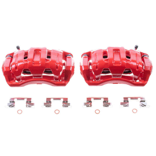 PowerStop front red brake calipers for Acura RDX 2007-2012 with brackets, performance replacement brake calipers, pair included