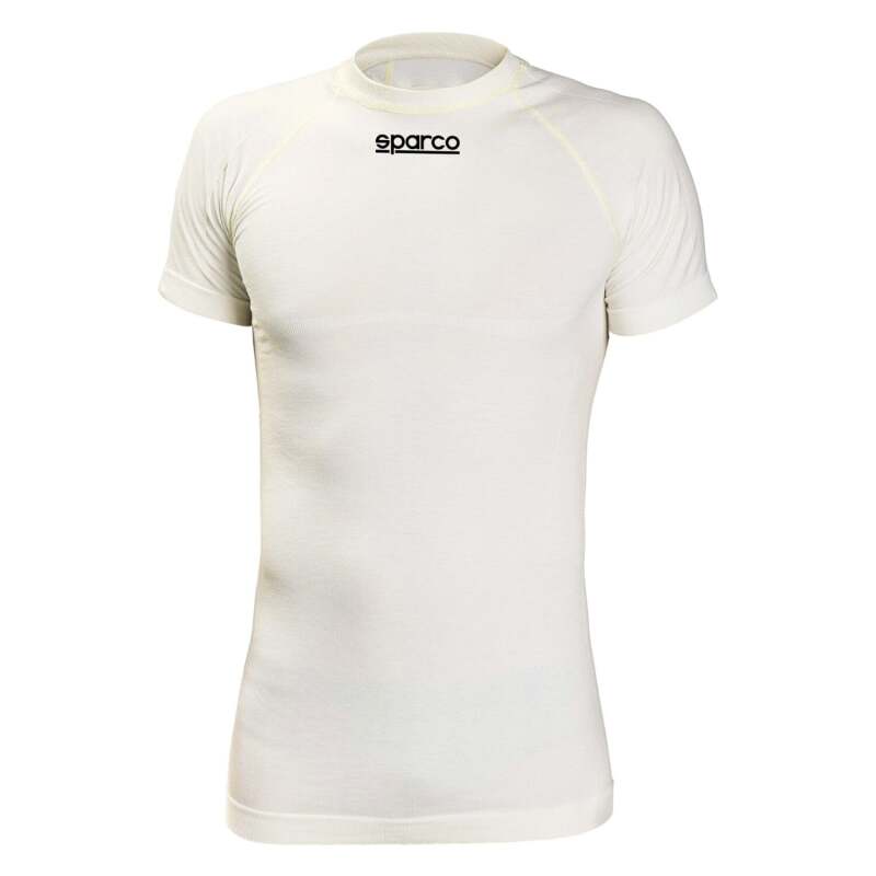 White Sparco T-Shirt RW4 MED with SPARCO logo, casual short-sleeve shirt for men, displayed flat on a white background.