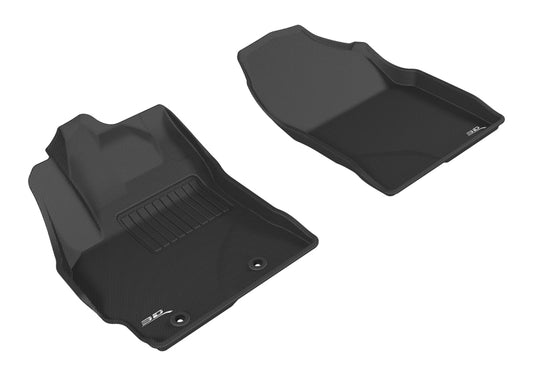 Black 3D MAXpider rubber floor mat for 2016-2018 Scion and Toyota Corolla IM first row, showing textured surface and fit.