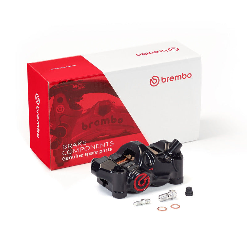 Brembo P.484 Cafe Racer right brake caliper for motorcycle, OE Brembo Powersports brake component, silver finish with mounting brackets