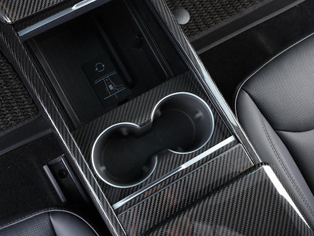 2024-UP TESLA MODEL 3 CARBON FIBER INTERIOR WATER CUP FRAME