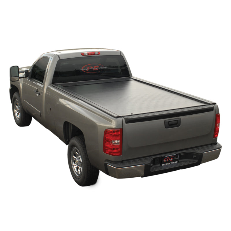 Pace Edwards JackRabbit retractable bed cover on a 2017 Ford F-Series Super Duty with 6ft 9in standard rail, full metal kit installed.