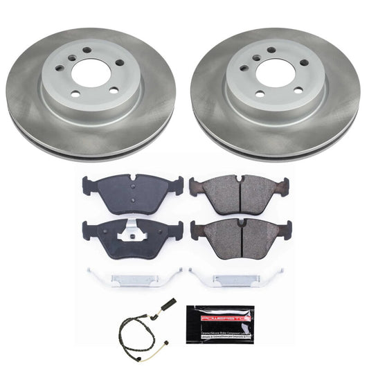 PowerStop front semi-coated brake rotor kit for BMW X3 (2004-2010), performance brake components with ventilated design.