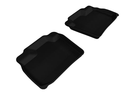 Black 3D MAXpider Kagu 2nd row rubber floor mats for Nissan Leaf 2011-2018, durable all-weather vehicle interior protection.