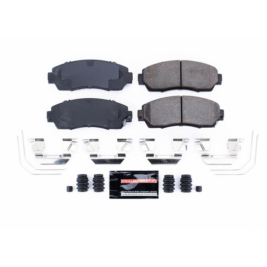 PowerStop Z23 Evolution Sport front brake pads with hardware for 2019 Acura RDX, high-performance brake replacement component.