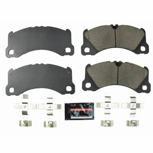 PowerStop Z23 Evolution Sport brake pads for front of 2013-2017 Porsche Cayenne, including hardware, performance brake replacement