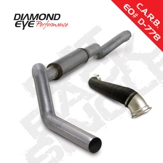 Diamond Eye Performance 5-inch single catback exhaust system for 2006-2007 Chevy/GMC Duramax 6.6L diesel truck, shown installed.
