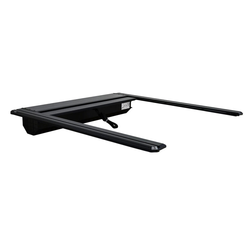 Westin black roll-up tonneau cover on 24-26 Toyota Tacoma 5ft bed, manual retractable truck bed cover, durable and secure.