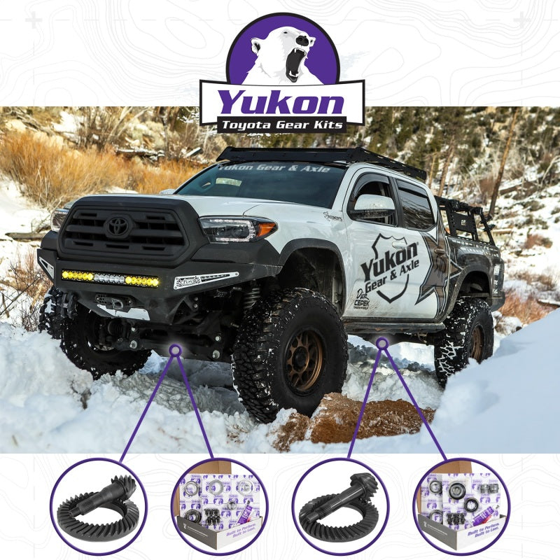 Yukon Gear & Axle front and rear ring and pinion gear kit for Toyota 8/8IFS differential, 4.56 ratio, includes installation components