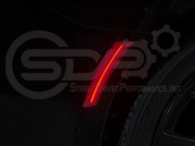 2016-2024 Chevrolet Camaro | Rear Bumper Side Marker Lens w/ Red LED Reflector Light Pair (Clear / Red / Smoke)