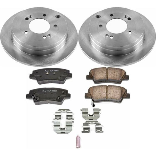 PowerStop OE rear brake kit for Kia Amanti 2007-2009, includes brake pads and hardware for reliable stopping power.