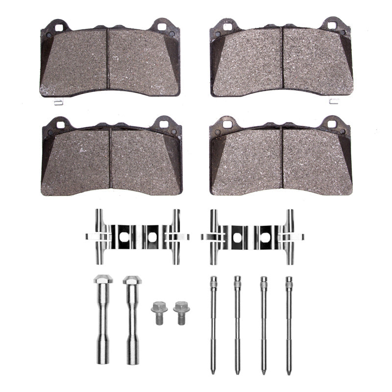 R1 Concepts front brake ceramic pads and hardware kit for 2016-2018 Ford Focus, OE quality brake pads with hardware included