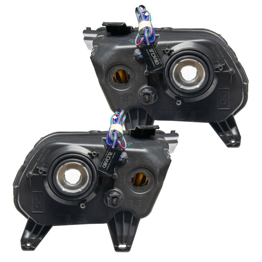 Oracle Lighting Ford Mustang HL headlights with ColorSHIFT and BC1 controller, non-HID, featuring sleek design and advanced lighting technology.