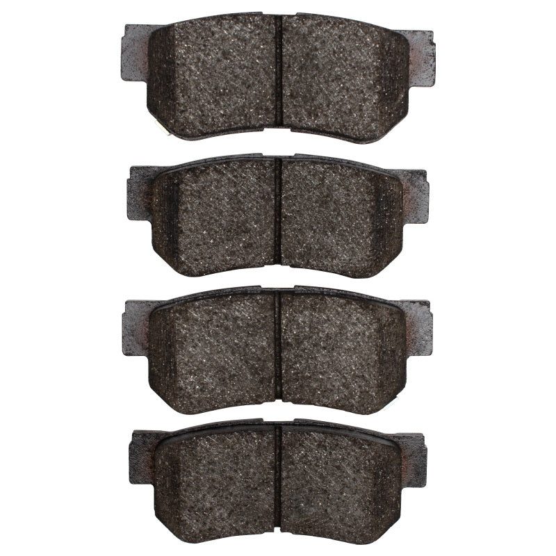Hyundai Elantra R1 Optimum OE brake pads by R1 Concepts, showing the rear brake pads with metallic backing plates and friction material