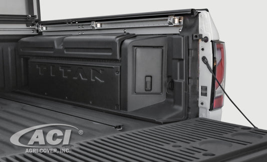 Access truck bed liner for Nissan Titan 17-24 and Titan XD 16-24, drop-in mesh bed mat with Titan box, durable truck bed protection.