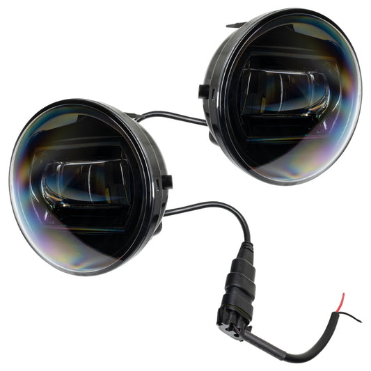 Pair of Oracle Lighting high-powered LED fog lights for Toyota Tundra, Tacoma, Sequoia, and Solara in 6000K white illumination.