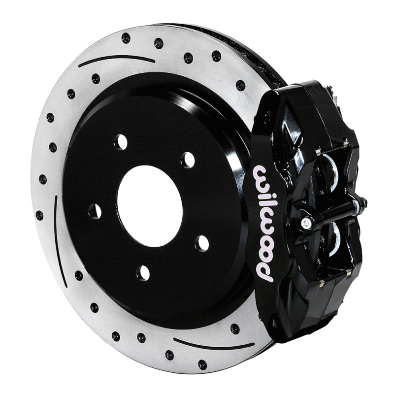 Wilwood C6 Corvette rear brake kit with black DPC56 big brake calipers and rotors for 2005-2013 Chevrolet Corvette.