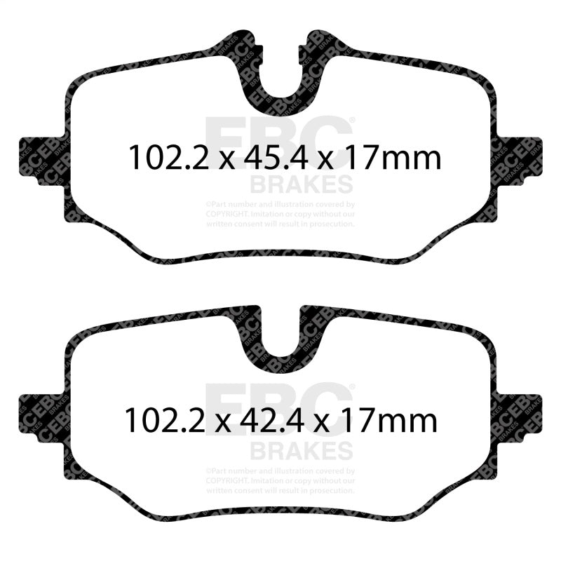 EBC Yellowstuff rear brake pads for BMW X1 U11 2.0L (t), high-performance brake pads with yellow friction material.