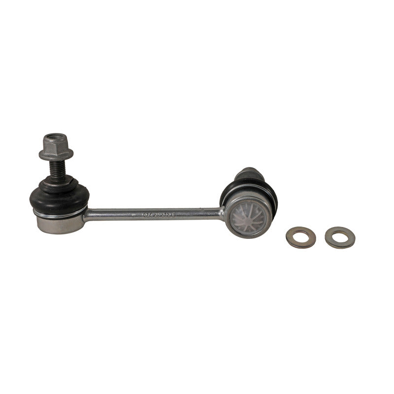 Moog rear right sway bar link for Jeep Cherokee 2014-2023, automotive sway bar endlink with metal ball joints and mounting hardware.
