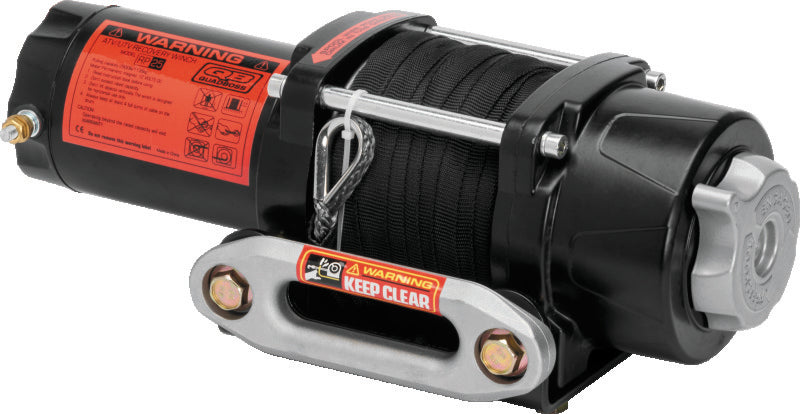 QuadBoss Winch Kit - 39ft x 3/16in Synthetic Rope - 3hp - Hawse Fairlead - Wired Remote - 2500lb