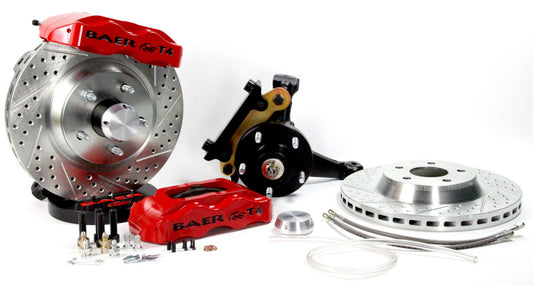 Black Baer Brakes 73-76 Buick Century front SDZ brake kit with 13-inch track4 performance brake studs, shown from a side angle.