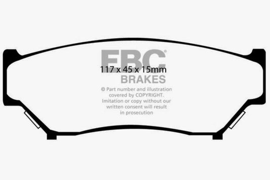 EBC Ultimax2 front brake pads for Chevrolet Tracker 2.0, OE style, with brake pad friction material visible in the image.