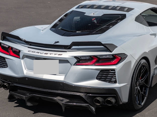 2020+ CHEVROLET CORVETTE C8 COUPE | CARBON FIBER REAR ROOF WING SPOILER VORTEX GENERATORS