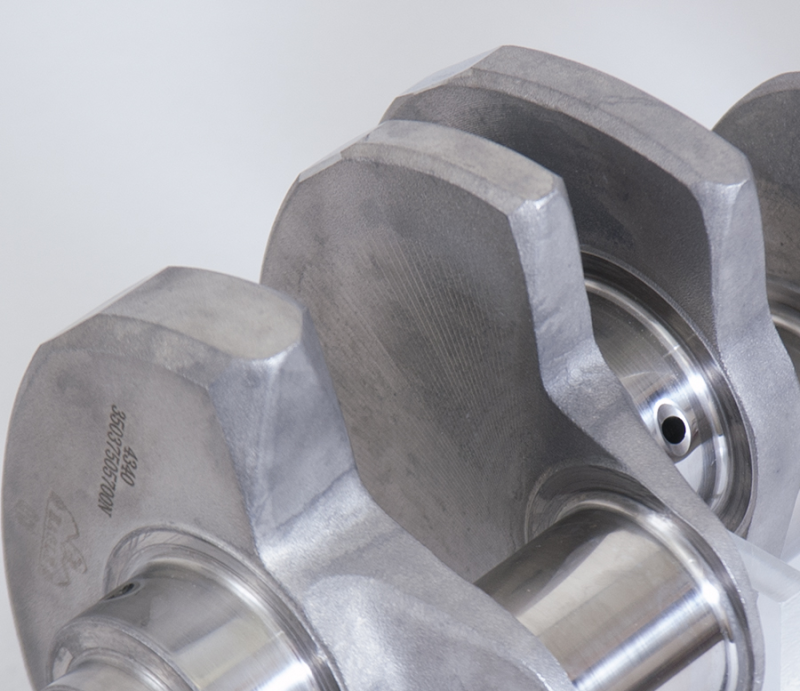 Eagle Chevrolet 305/350 forged 4340 steel crankshaft with 3.75-inch stroke, rear seal, and two-piece design for high performance.