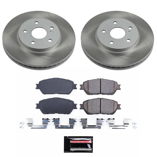 PowerStop front semi-coated brake rotor kit for Toyota Solara 2004-2008, performance brake kit with blank rotors.