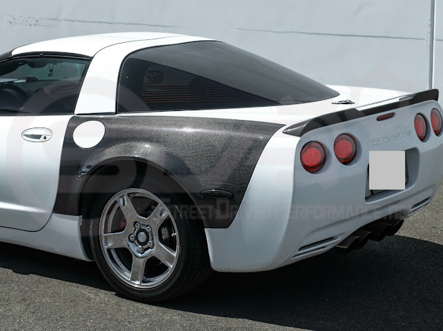 Factory style carbon fiber front and rear widebody fenders for 1997-2004 Chevrolet Corvette C5 hatchback by Street Driven Performance