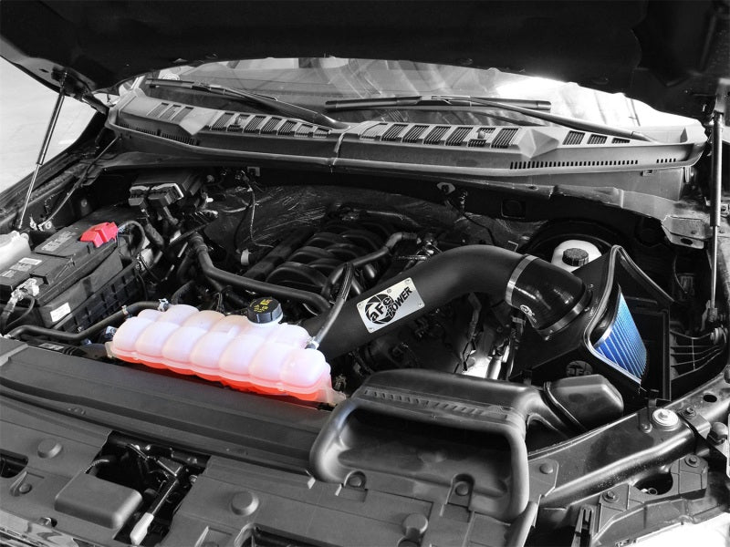 aFe MagnumFORCE Stage-2 Pro 5R cold air intake installed in a 2015 Ford F-150 5.0L V8 engine for improved airflow and performance.