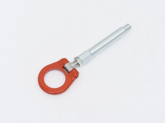 Cusco folding rear tow hook for 2023+ Toyota GR Corolla, durable metal tow hook with folding design for rear of vehicle.
