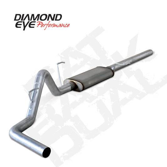 Diamond Eye Performance 3-inch catback exhaust for Ford F150 5.4L V8, featuring stainless steel single gas system.