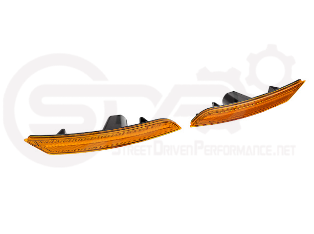 2016-2024 Chevrolet Camaro | Front Bumper Side Marker Lens w/ Amber LED Reflector Light Pair (Clear / Amber / Smoke)