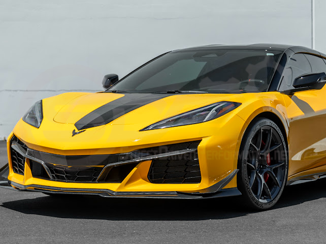 2023-UP CORVETTE C8 Z06 | Z07 EXTENDED PACKAGE CARBON FIBER FRONT LIP SPLITTER & CANARDS GROUND EFFECTS