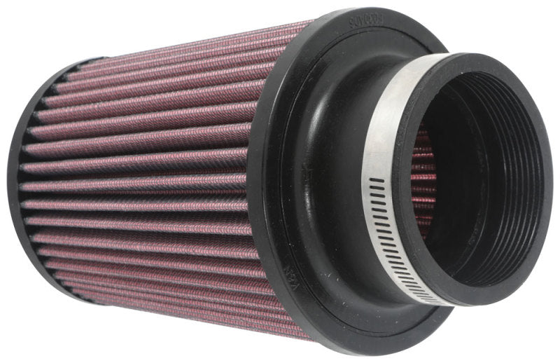 K&N Engineering universal clamp-on air filter with 3-inch flange, 5-inch base, 4-inch top, and 6-inch height, for engine air intake.