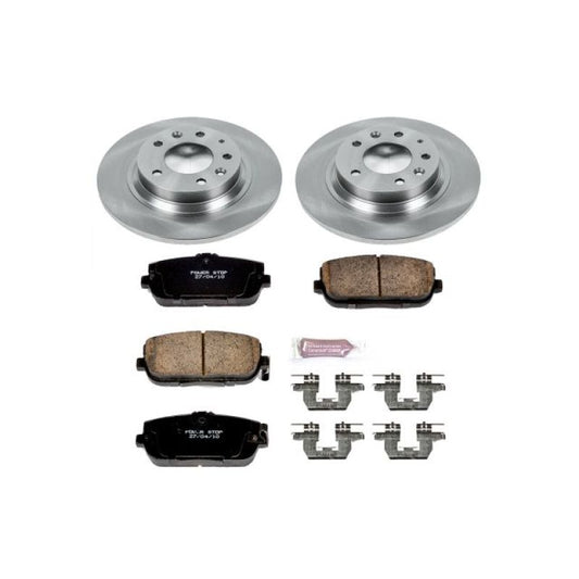 PowerStop rear brake kit for Mazda MX-5 Miata 2006-2015, OE style brake components, including rotors and pads.