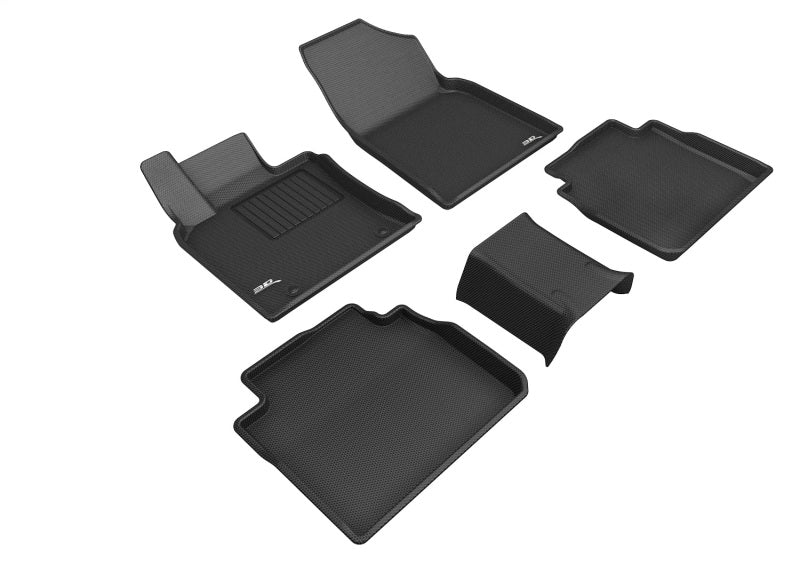 3D MAXpider black rubber floor mats for Toyota Avalon 2019-2022, full set with textured surface for vehicle protection.