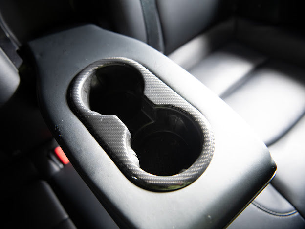 2020-UP TESLA MODEL 3 & Y CARBON FIBER INTERIOR REAR WATER CUP FRAME