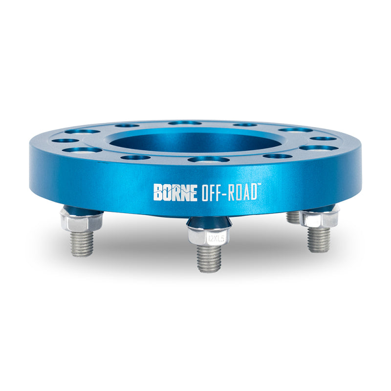 Blue Borne Off-Road wheel spacers with 6x139.7 bolt pattern, 78.1mm center bore, 38.1mm thickness, M14x1.5 thread.