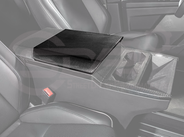2024-Up Tesla Cybertruck | Interior DRY Carbon Fiber Armrest Trim Cover (Copy)
