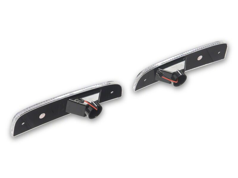 Raxiom 97-01 Jeep Cherokee XJ LED clear side marker lights showing bright, rectangular LED lenses for enhanced visibility and style.