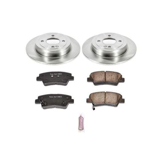 PowerStop rear OE brake kit for Hyundai Accent 2012-2018, includes brake pads and hardware for reliable stopping performance.