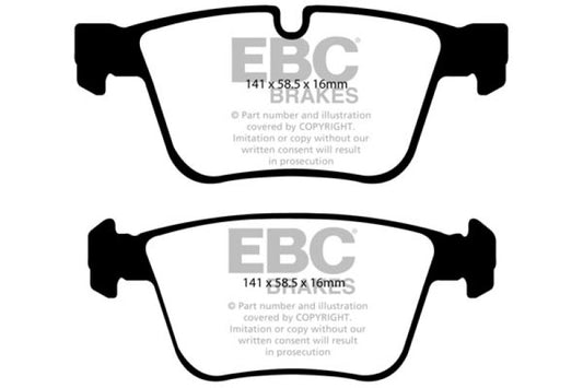 EBC Redstuff rear brake pads for Mercedes-Benz CL63 AMG 6.2, high-performance brake pads with red friction material.